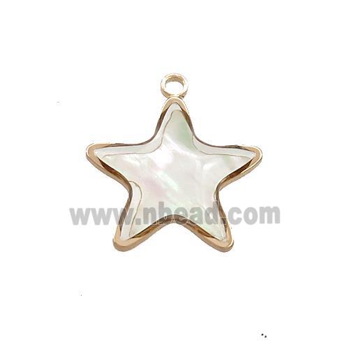 White MOP Shell Star Pendant Gold Plated