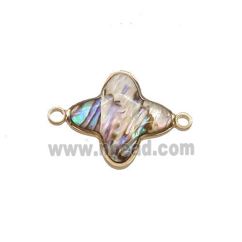 Abalone Shell Clover Connector Gold Plated