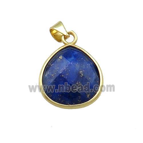 Natural Blue Lapis Lazuli Teardrop Pendant Gold Plated