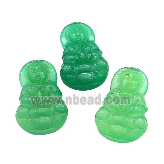 Natural Agate Buddha Pendant Green Dye Carved