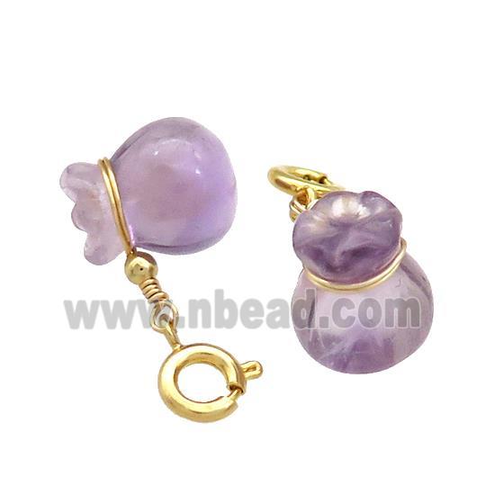 Natural Amethyst Bags Pendant Purple Carved