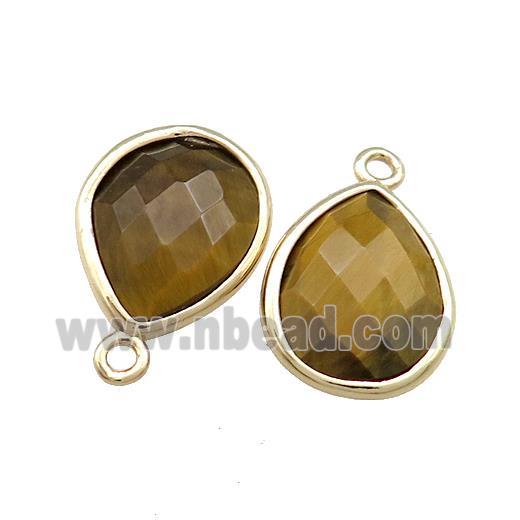 Natural Tiger Eye Stone Teardrop Pendant Gold Plated