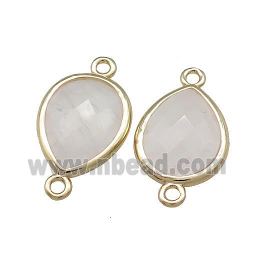 Clear Quartz Teardrop Connector Gold Plated
