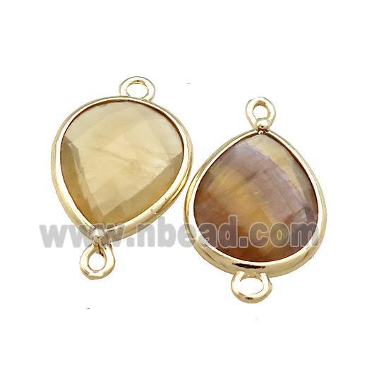 Yellow Fluorite Teardrop Connector Gold Plated