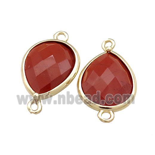 Red Jasper Teardrop Connector Gold Plated