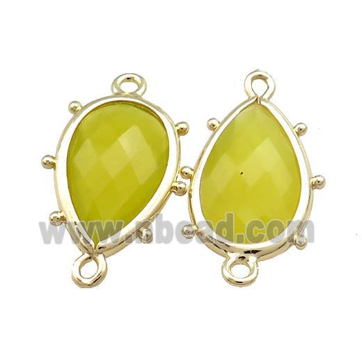 Lemon Jade Teardrop Connector Gold Plated