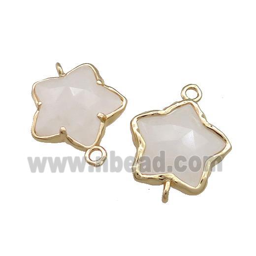 Clear Quartz Flower Connector Gold Plated