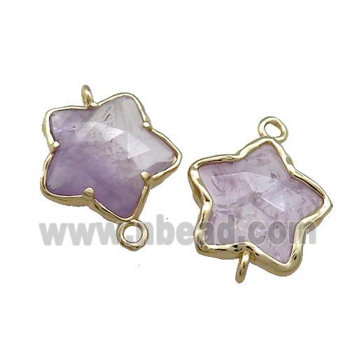 Amethyst Flower Connector Lt.purple Gold Plated