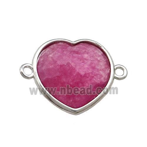Red Jade Heart Connector Dye Platinum Plated