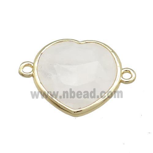 Clear Quartz Heart Connector Gold Plated