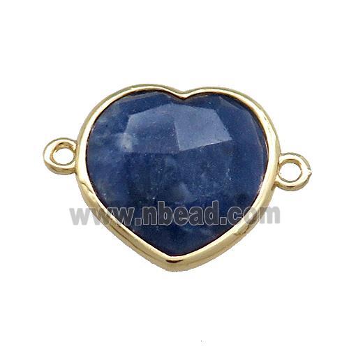 Blue Sodalite Heart Connector Gold Plated