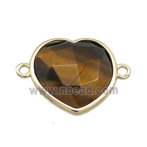 Tiger Eye Stone Heart Connector Gold Plated