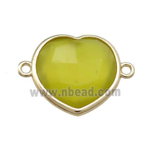 Lemon Jade Heart Connector Gold Plated