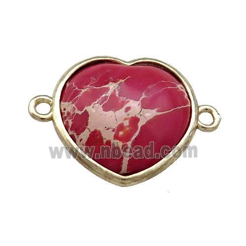 Red Imperial Jasper Heart Connector Gold Plated