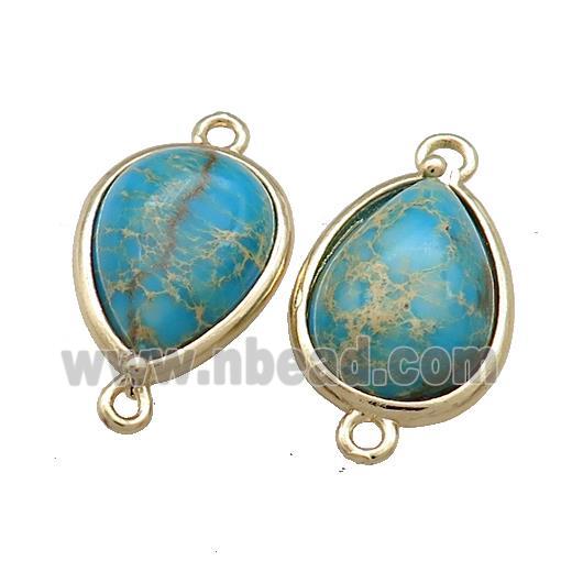 Blue Imperial Jasper Teardrop Connector Gold Plated