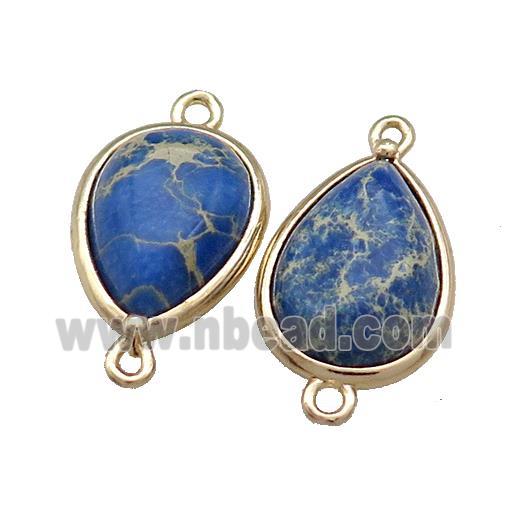 Lapisblue Imperial Jasper Teardrop Connector Gold Plated