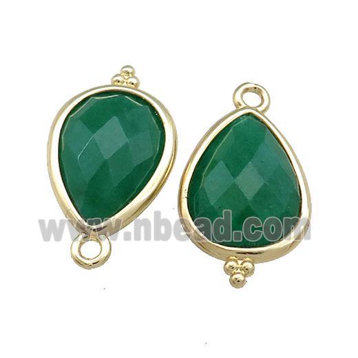 Green Jade Teardrop Pendant Dye Gold Plated