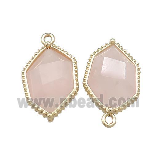 Pink Rose Quartz Prism Pendant Gold Plated