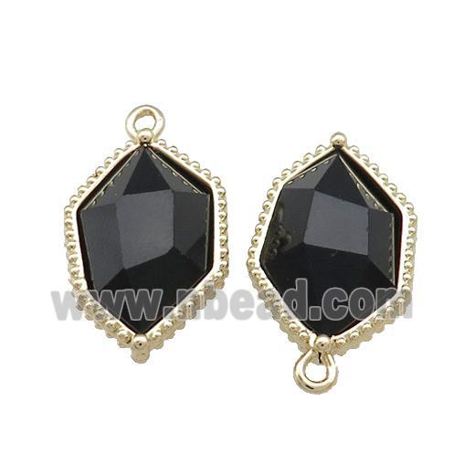 Black Onyx Agate Prism Pendant Gold Plated