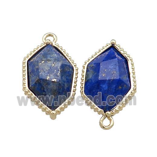 Natural Blue Lapis Lazuli Prism Pendant Gold Plated