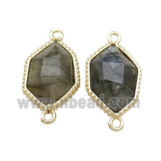 Labradorite Prism Connector Gold Plated