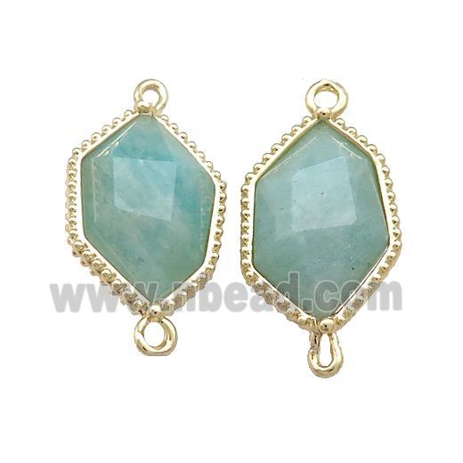 Green Amazonite Connector Prism Gold Plated