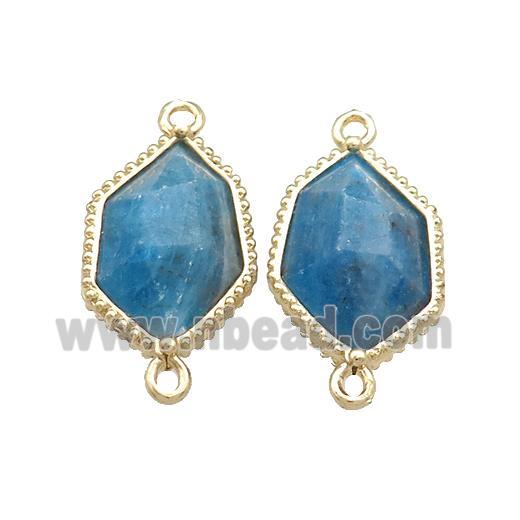 Blue Apatite Connector Prism Gold Plated