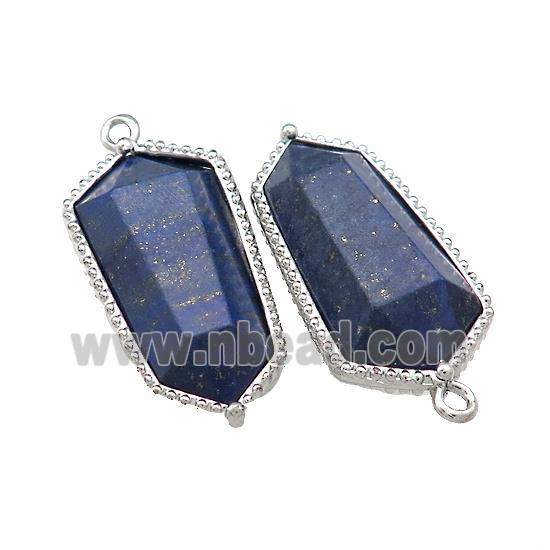 Natural Lapis Lazuli Prism Pendant Platinum Plated