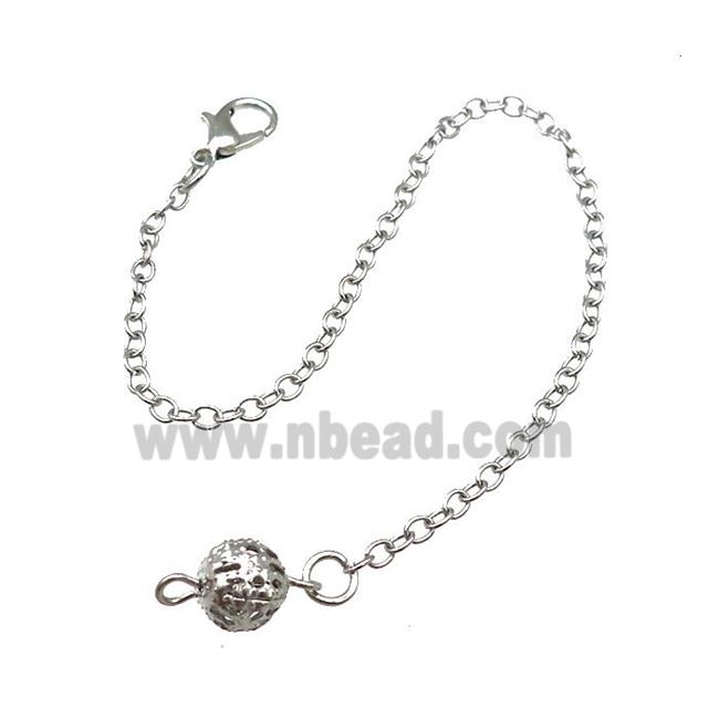 Alloy Chain Bail With Lobster Clasp Platinum Plated