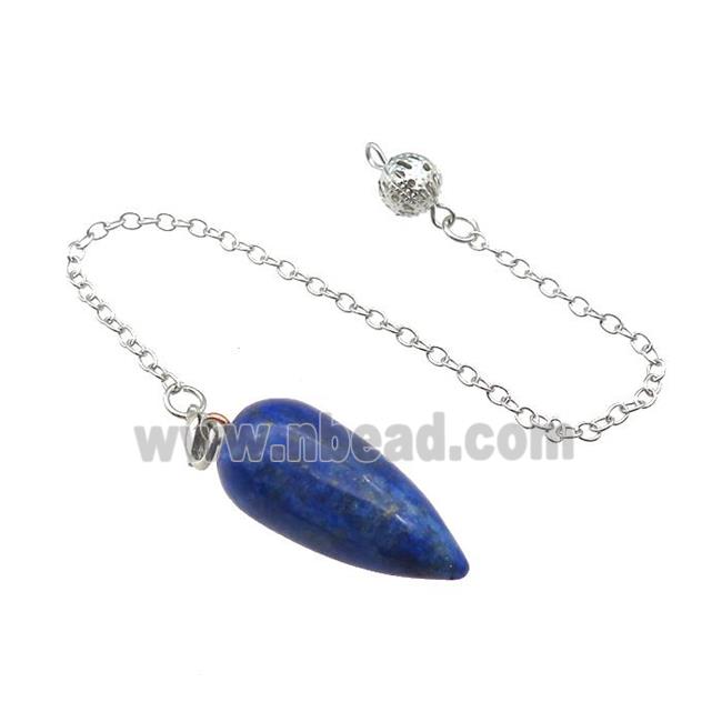 Blue Lapis Pendulum Pendant With Alloy Chain Platinum Plated