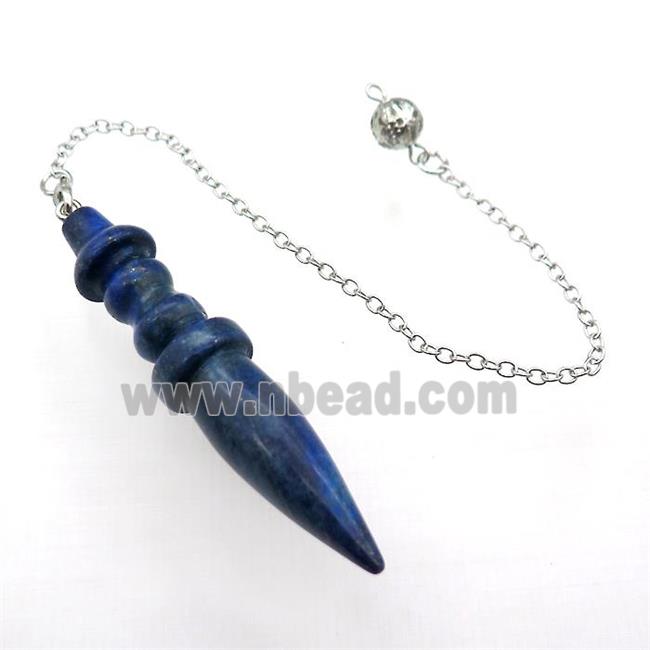 Blue Lapis Lazuli Pendulum Pendant With Alloy Chain Platinum Plated