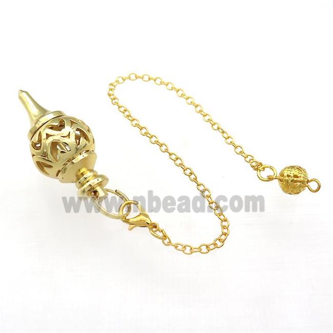 Alloy Pendulum Pendant With Chain Hollow Gold Plated