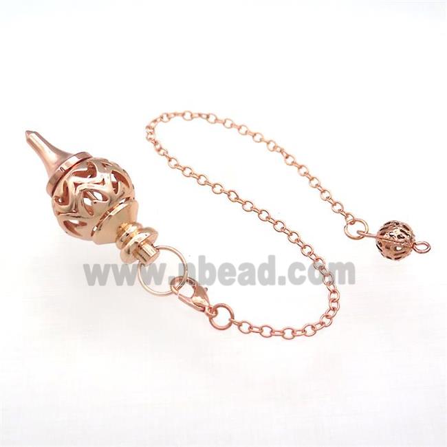 Alloy Pendulum Pendant With Chain Hollow Rose Gold