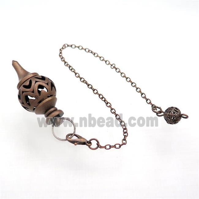 Alloy Pendulum Pendant With Chain Hollow Antique Red