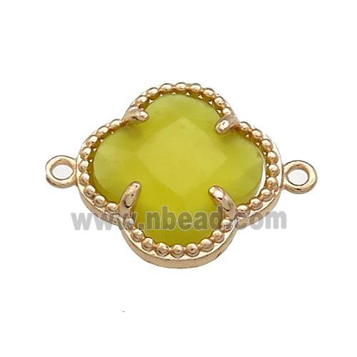 Lemon Jade Clover Connector Gold Plated