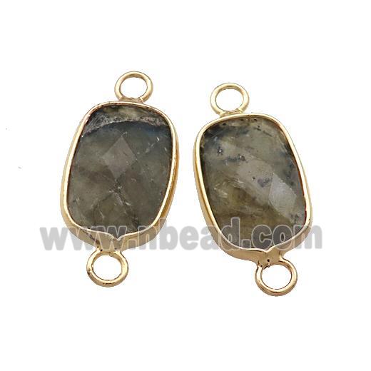 Labradorite Rectangle Connector Faceted Gold Plated
