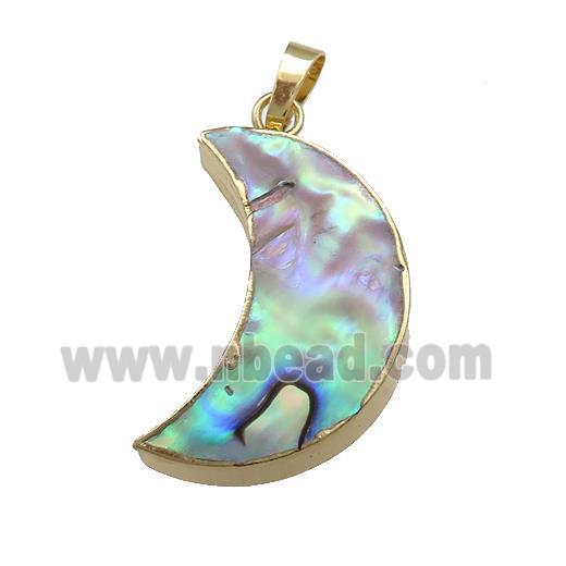 Abalone Shell Moon Pendant Gold Plated