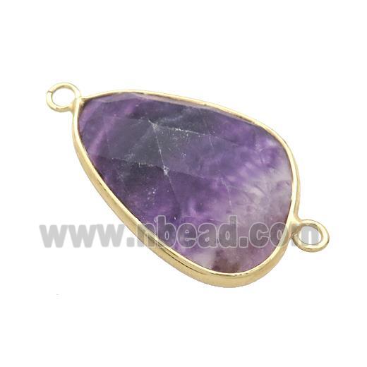 Purple Fluorite Triangle Connector Faceted Gold Plated