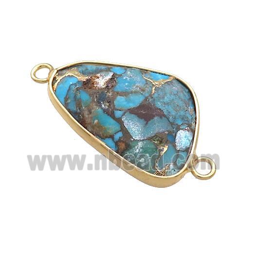 Blue Mosaic Turquoise Triangle Connector Faceted Gold Plated