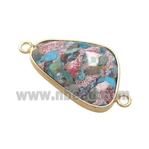 Mosaic Turquoise Triangle Connector Faceted Gold Plated