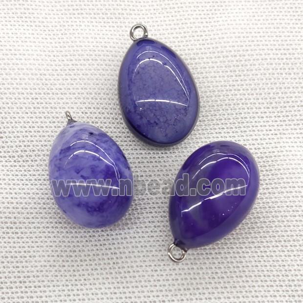 Natural Agate Druzy Egg Pendant Purple Dye
