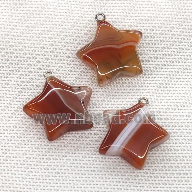 Red Band Agate Star Pendant Stripe
