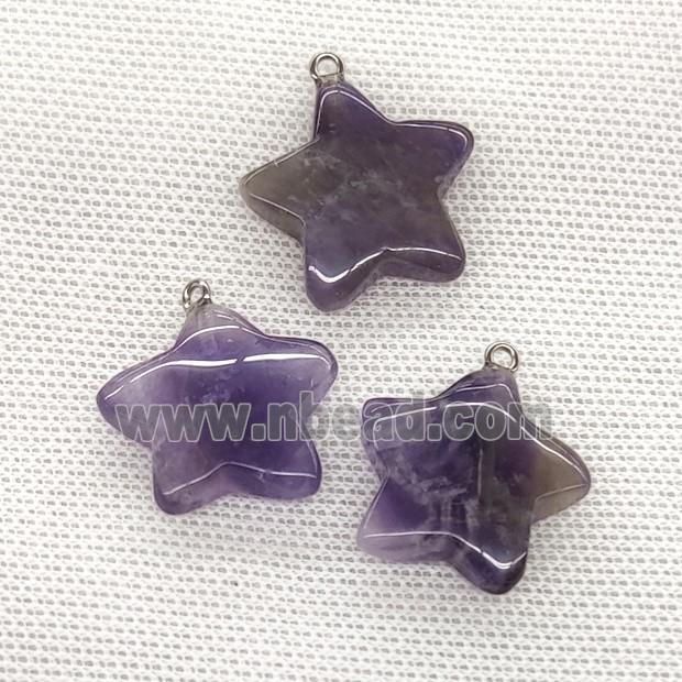 Natural Purple Amethyst Star Pendant