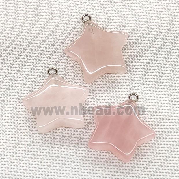Natural Pink Rose Quartz Star Pendant