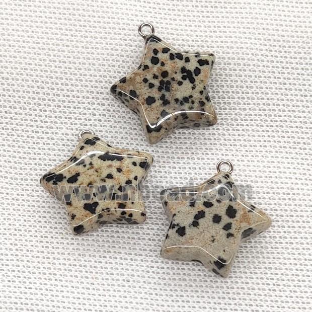 Natural Black Dalmatian Jasper Star Pendant