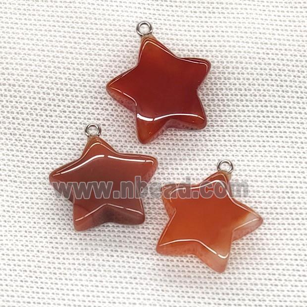Natural Agate Star Pendant Red Dye