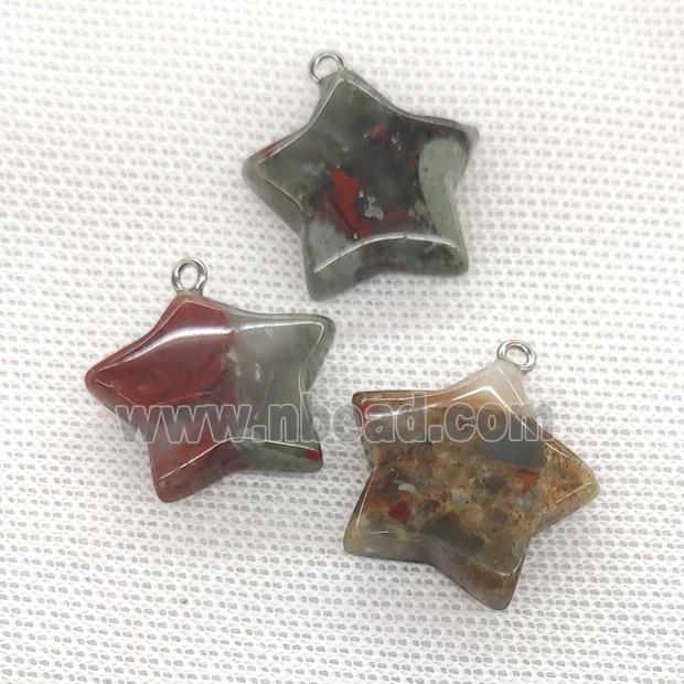 Natural African Bloodstone Star Pendant