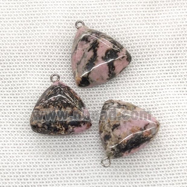 Natural Chinese Rhodonite Triangle Pendant Pink