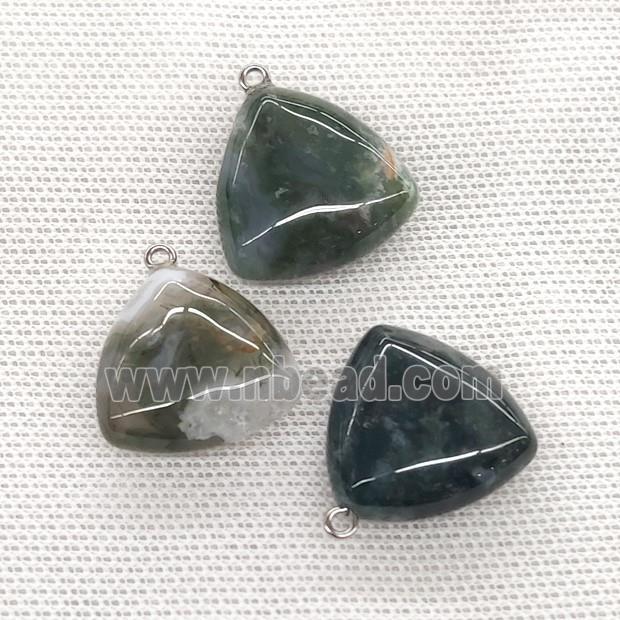 Natural Green Moss Agate Triangle Pendant
