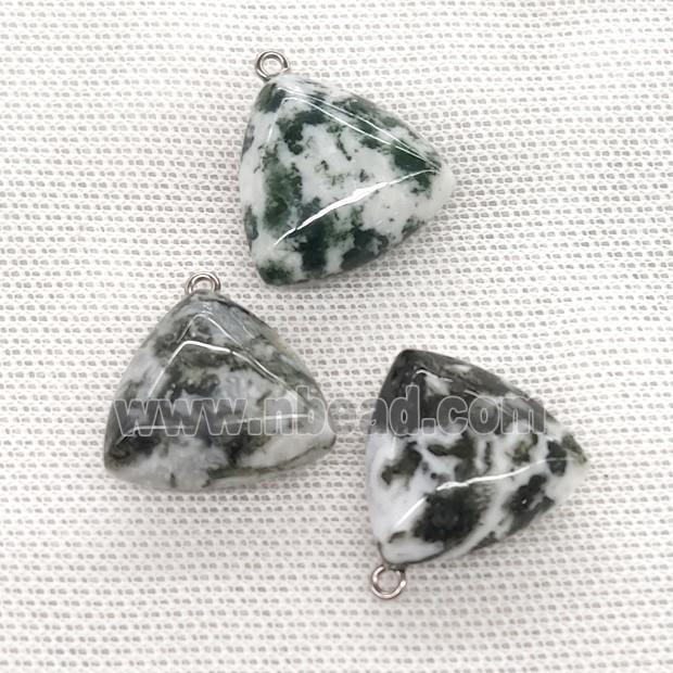 Natural Green Tree Agate Triangle Pendant
